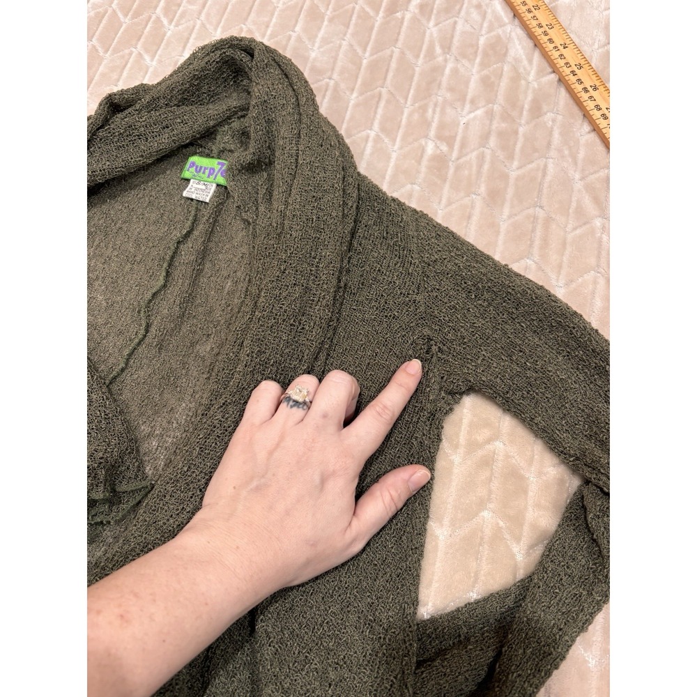 Purp7e Open Front Cardigan S/M‎ Green Rayon Earthy Fairycore Goblincore Mossy - Picture 14 of 16